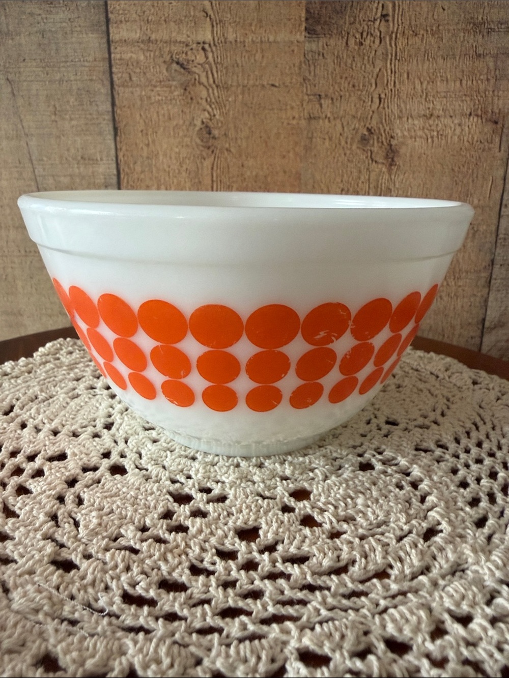 Vintage MCM Pyrex #401 1.5 Pint Orange New Dots Pattern
